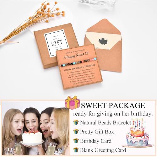 10 11 12 13 14 15 16 17 18 21 30 40 50 60 Year Old Birthday Gifts for Girls Women Her, Colorful Natural Beads Stone Birthday Bracelet Gifts with Birthday Card for Teen Girls Women Daughter Wife Mom4