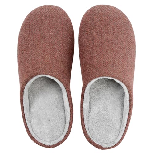HIDARLING Slippers for Men and Women with Memory Foam Slippers with Non-Slip Rubber Sole Soft and Fluffy Slippers Comfortable Shoes for Indoor and Outdoor Use, red, 10/10.5 UK