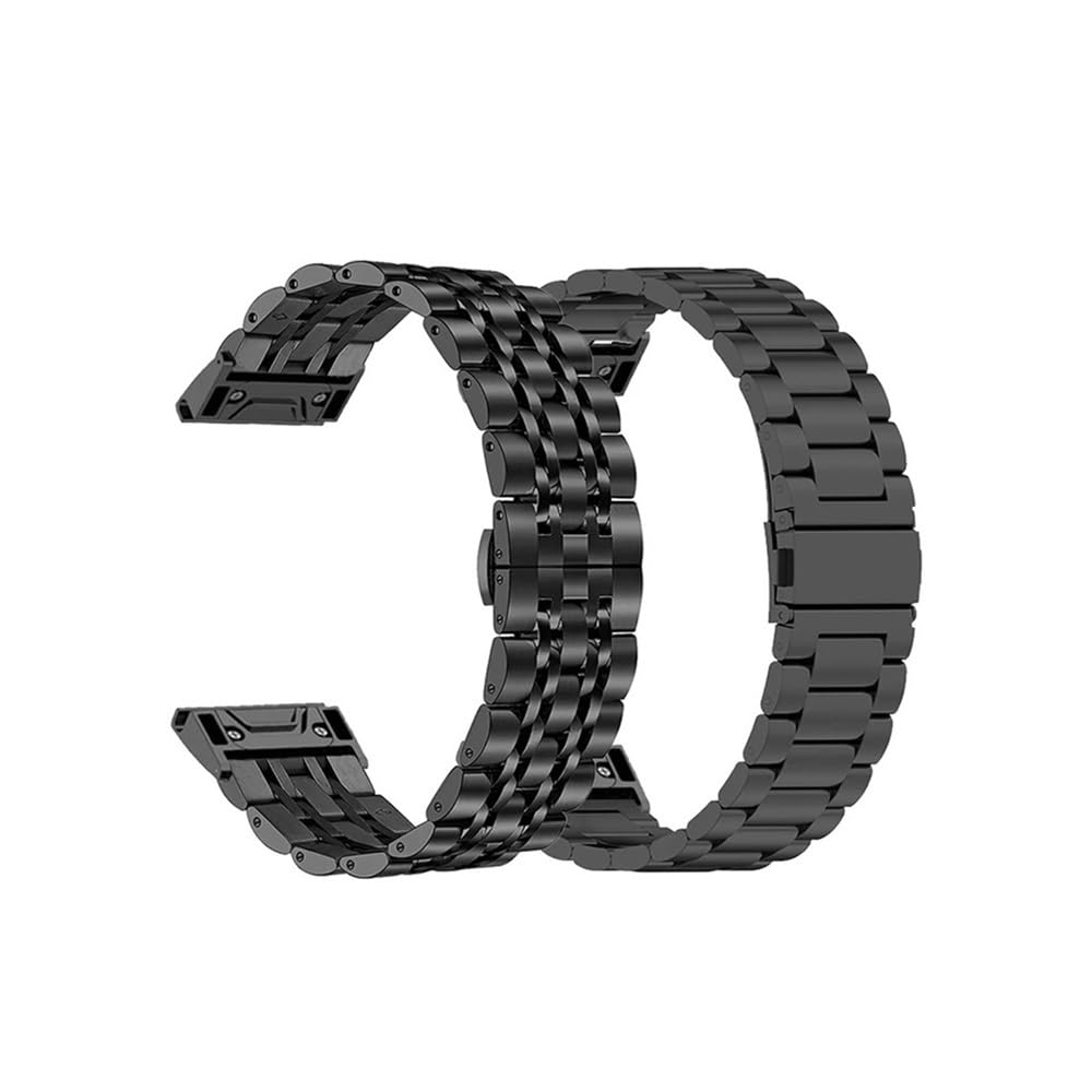 22mm 26mm Stainless Strap For Garmin Fenix 7 7X 6 6X Pro 5 5X Plus Quick Fit Stainless Steel Wrist Band (Color : Style 1 silver, Size : 22mm)