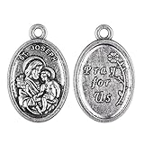 Saint Joseph and Child Baby Jesus Christ Catholic Christian Religious Gifts Silver Plated 25mm Medal Medallion 24-Pack Bulk Wholesale Lot