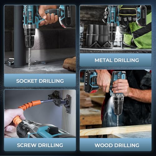 Taladro Percutor a Bateria 21V con 1500mAh, Taladro Atornillador Batería, 30Nm,25+3 Ajustes de Par,Taladro Bateria,Taladro Atornillador Sin Cable. - imagen 5