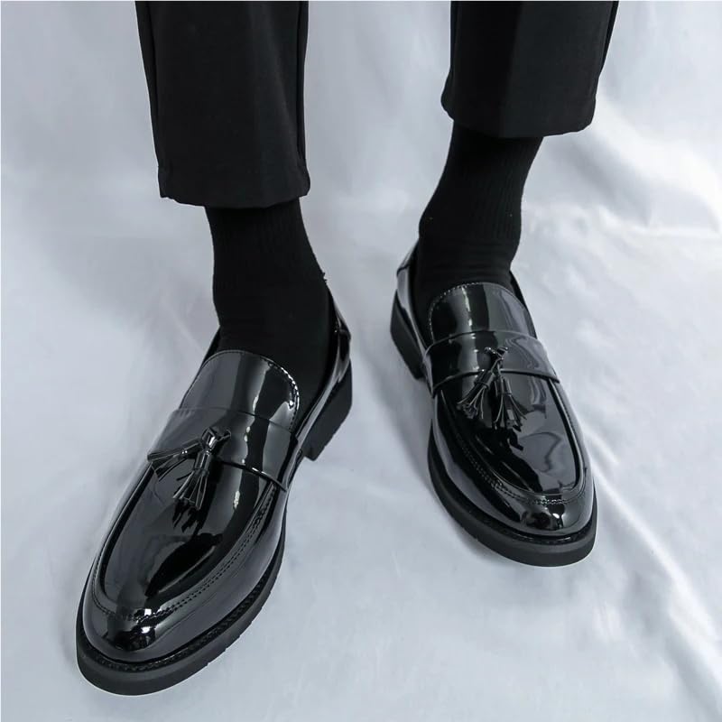 Mocassins Noirs for Hommes, Chaussures habillées Formelles, Chaussures d'affaires décontractées et Confortables en Cuir, activités de Bureau élégantes, Artisanat raffiné