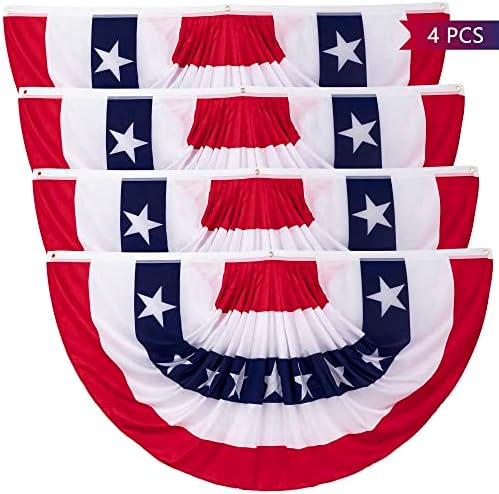 3 x 6 Ft Bunting Flags, Large Patriotic USA Pleated Fan Flags, 4t...