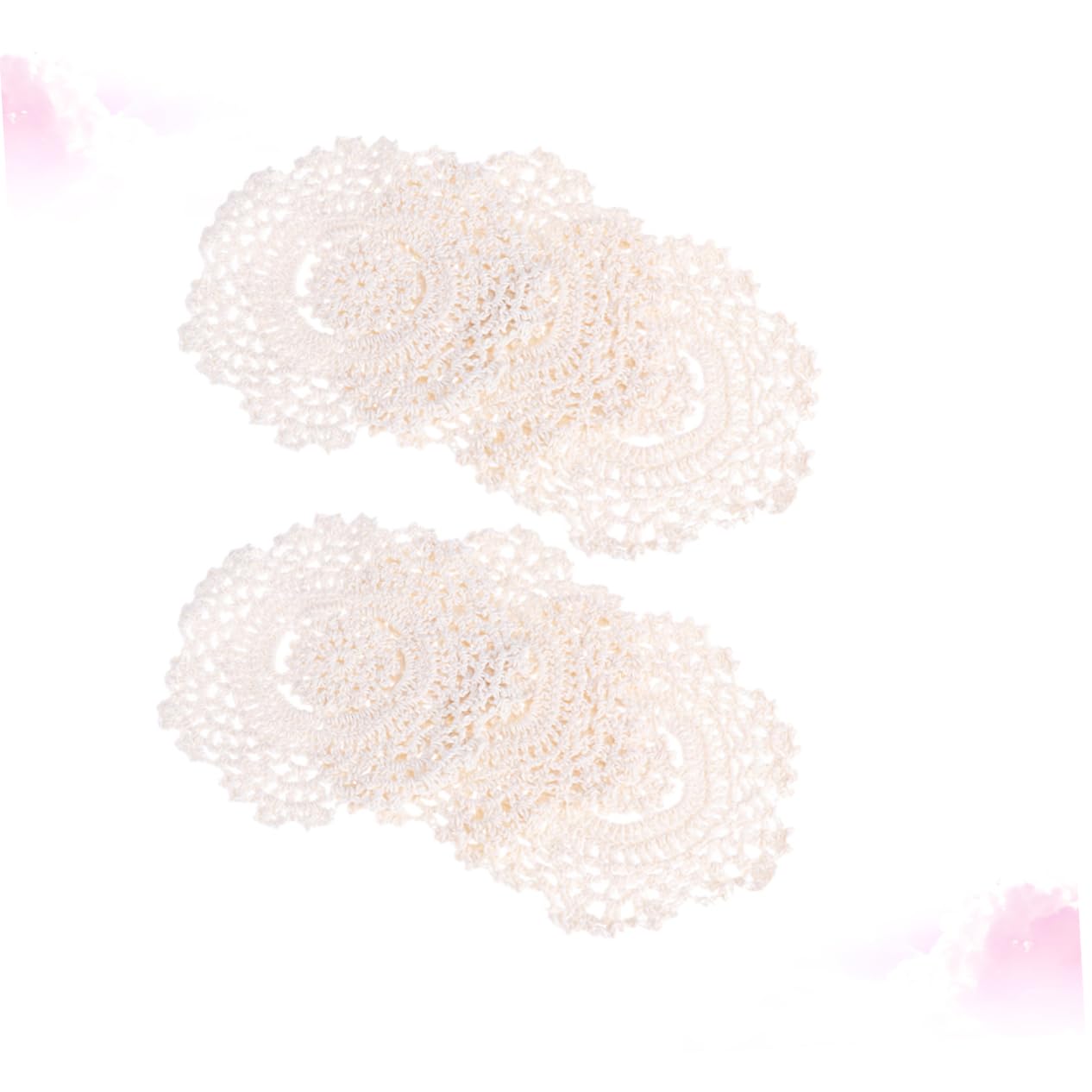 Cabilock 6 Pcs Braided Drink Coaster Wedding Coaster Vintage Coasters Mug Pad Round Braided Placemats Wedding Lace Doilies Coffee Wine Coaster Lace Table Cloth Cup Crochet Tie Flowers White