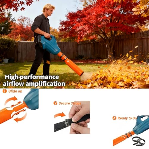 Leaf Blowers Air Booster,Leaf Blower Turbo Nozzle Extension Boosts Speed & Power, 2X Leaf Blower Attachment,Universal Fit - with Any Nozzle from 2 to 4 in, for Leaf Blowers, for Yard, Lawn. (B,1PC) - Thumbnail 3