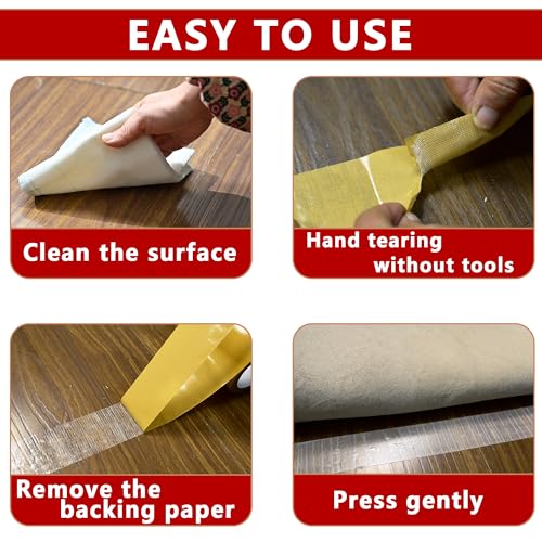 SWRT 1Inch/2Inch x 33FT Double Sided Fabric Tape Heavy Duty, Multifunctional Double Sided Tape Clear Fabric Tape No Residue Strong Hold for Carpet, Outdoor and More - Thumbnail 3