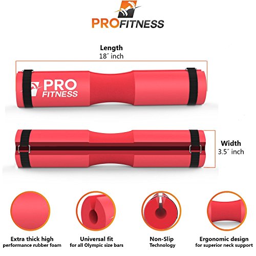 Profitness Barbell Pad Squat Pad- Exercise Barbell Pad For Hip Thrusts, Squats And Lunges- Most Comfortable Squat Sponge (Red) #TOP1