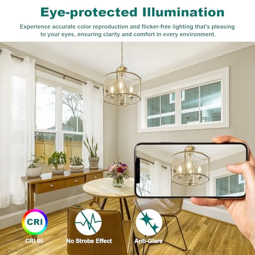 DiCUNO E14 Candle LED Bulbs, Small Screw E14 LED, 4W, 550LM, 40W Incandescent Equivalent, Natural White 4000K, SES C35 Clear Filament Bulbs for Chandeliers, 6Pcs - Image 4