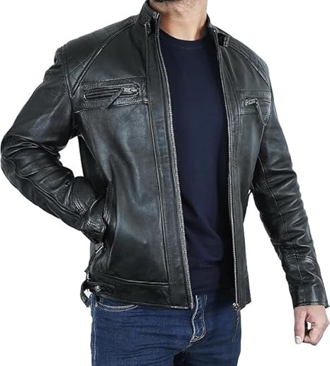 Jaqueta de Couro Masculina, Original, Casaco Casual (BR, Alfa, G, Regular, Regular)