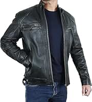 Jaqueta de Couro Masculina, Original, Casaco Casual (BR, Alfa, GG, Regular, Regular)