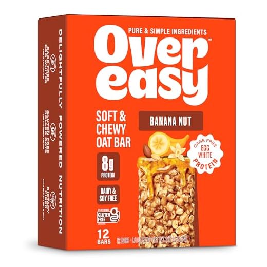 OVER EASY Banana Nut Breakfast Bars | All Natural, Clean Ingredient Protein Bars | Breakfast & Cereal Bars | 12 Protein Snack Bars Gluten Free, Dairy Free, Soy Free