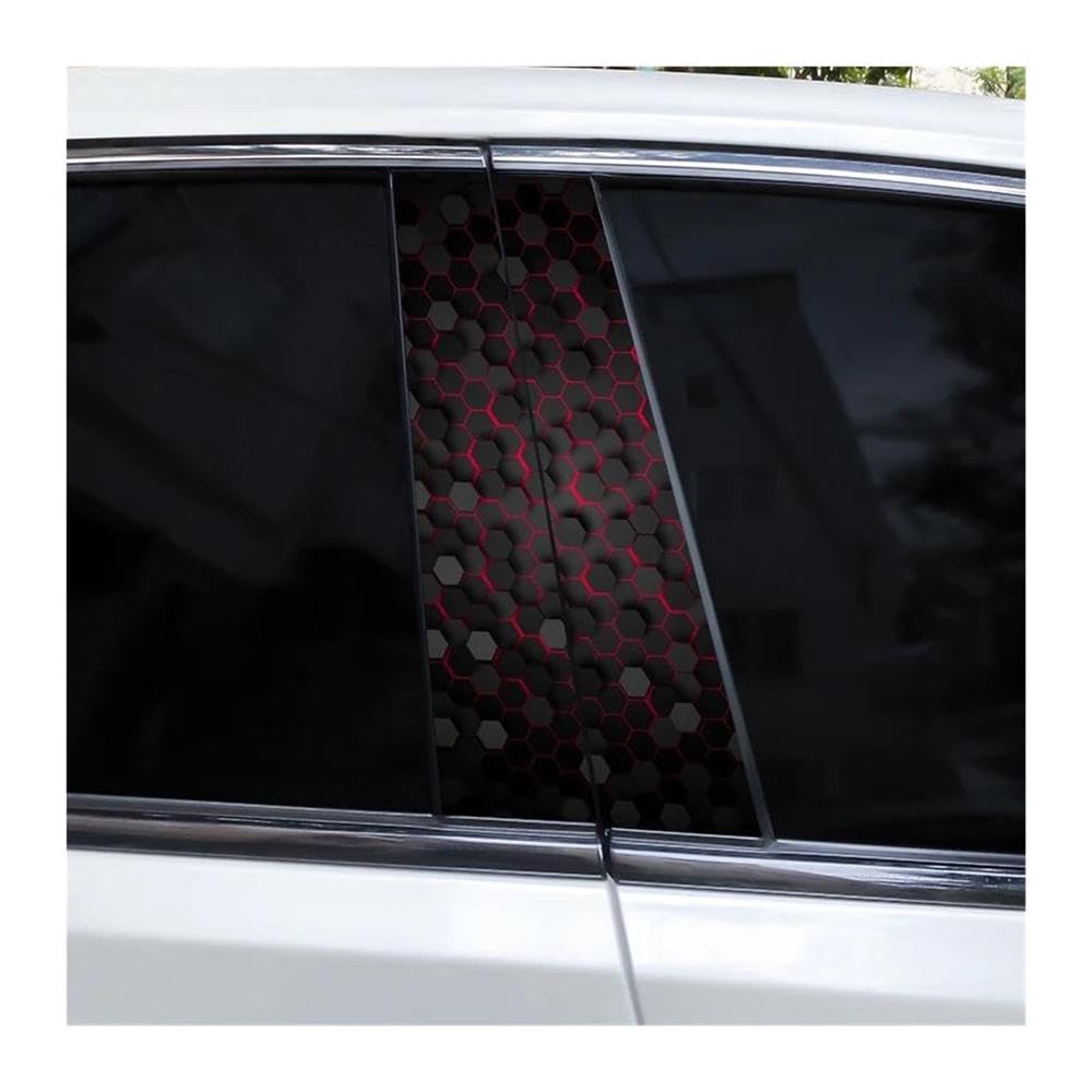 Decorative Items 2PCS Car Center Pillar Sticker Hexagonal Image Cover Scratches Vinyl Waterproof(I)