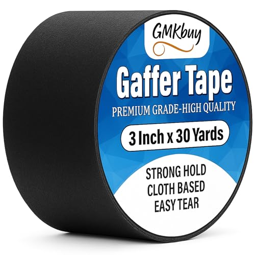 Image of 3 in x 30 Yd Black Gaffers Tape - Heavy Duty, Non-Reflective, Easy to Tear, Waterproof Matte Gaffer Stage Tape - Gaff Cloth Tape for Photography, Filming Backdrop & Production