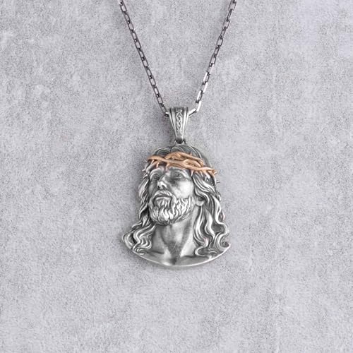 KAMBO 925 Sterling Silver Jesus Christ Pendant Necklace for Men – Crown of Thorns Religious Jewelry with Cable Chain4