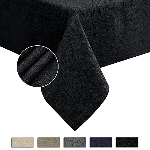 Eachope Burlap Texture Rectangle Table Cloths, 100% Recycled Fabric Farmhouse Tablecloths Washable Faux Linen Tablecloth For Dining Table, Buffet Parties And Camping, 52 X 70 Inch, Black #TOP6