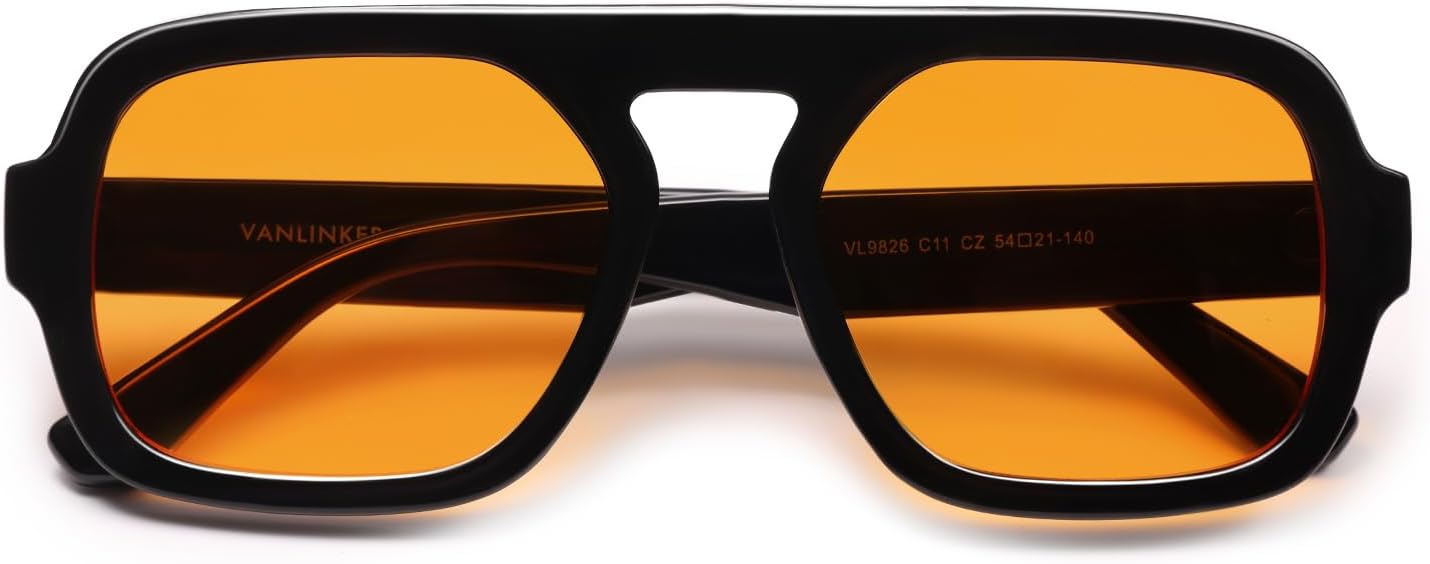 VANLINKER Oversized Retro Square Aviator Sunglasses for Women Men 70s Vintage Style Trendy Big Flat Top Sun Glasses VL9826 - Image 3