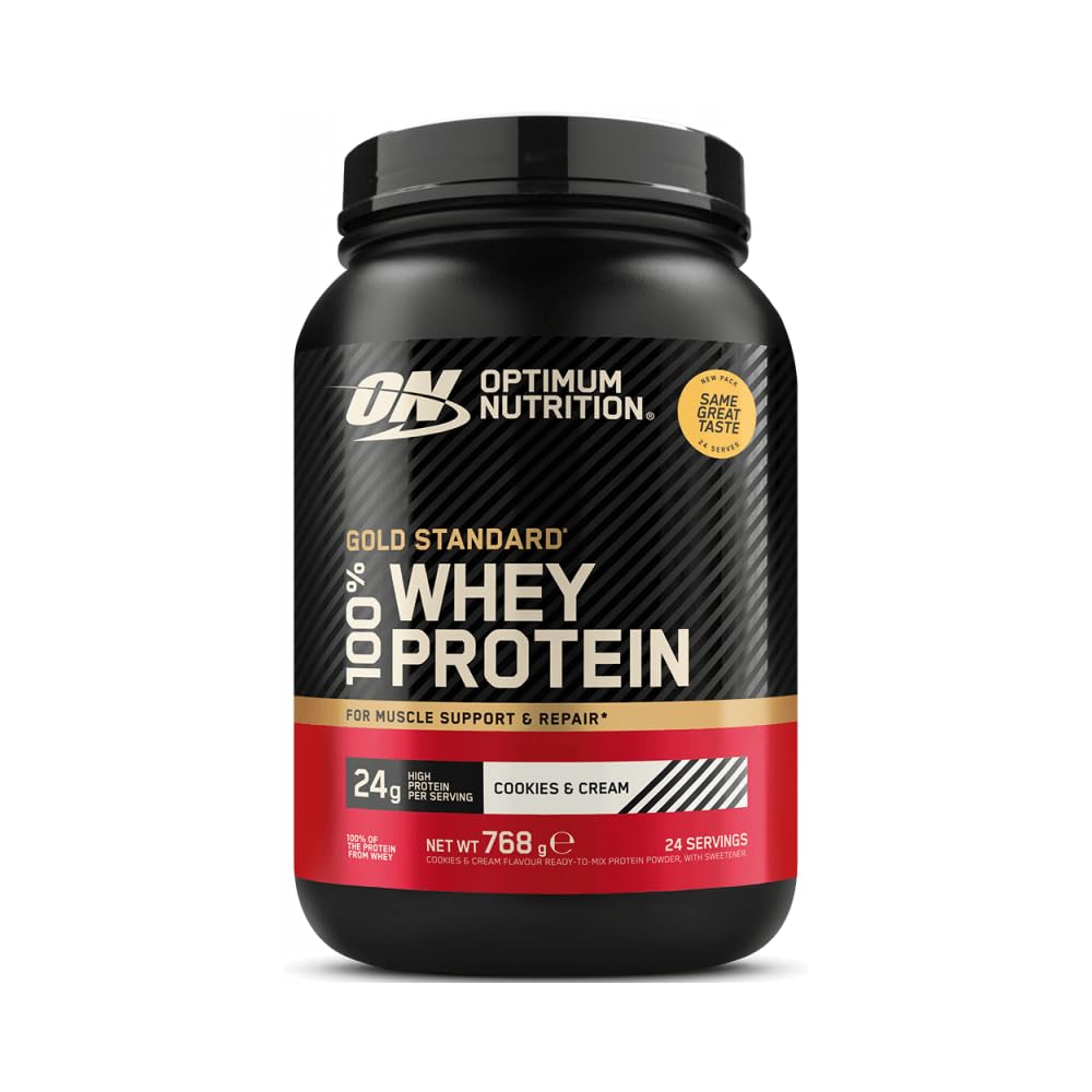 Optimum Nutrition - Suero De Leche 100% Oro (780 G) - Proteína Whey - Con un complejo enzimático - Galletas y nata