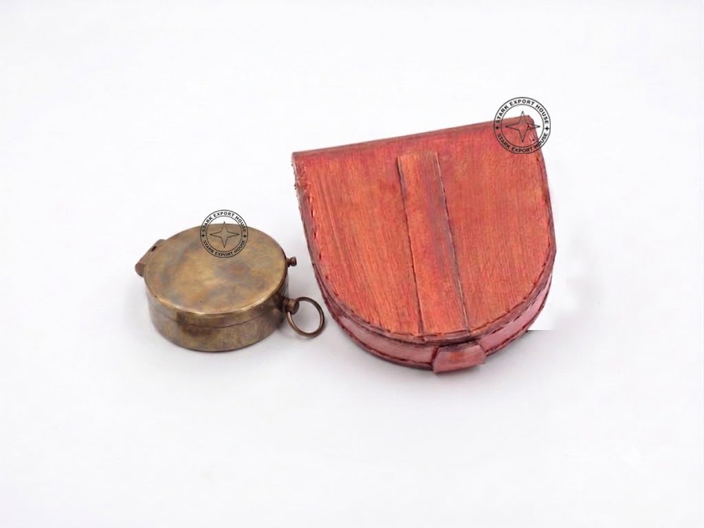 Brass Compass Pocket Compass 2 inch with Leather Box Best for Gift (DSER)-picture-56