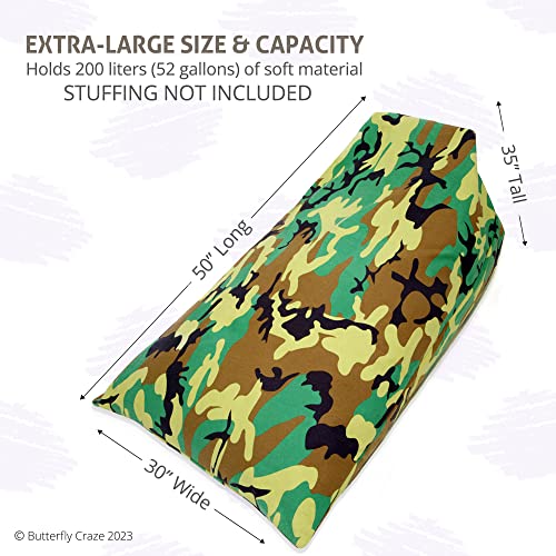 Butterfly Craze Bean Bag Chair Cover, Functional Toddler Toy Organizer, Fill With Stuffed Animals To Create A Jumbo, Comfy Floor Lounger For Boys Or Girls, Stuffing Not Included, Camo #TOP4