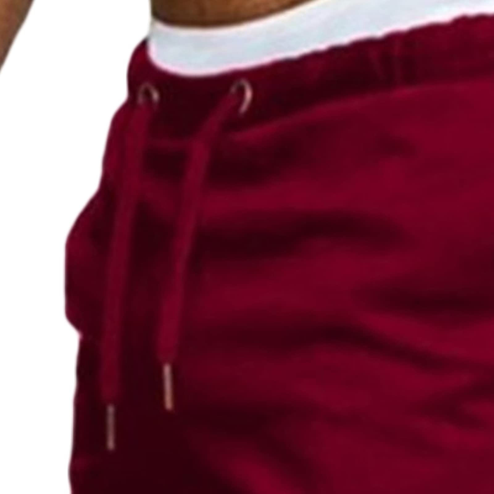 Men's Elastic Waist Multi Pockets Shorts Lightweight Military Cargo Short Pants Drawstring Relaxed Fit Army Short (Red,X-Large)