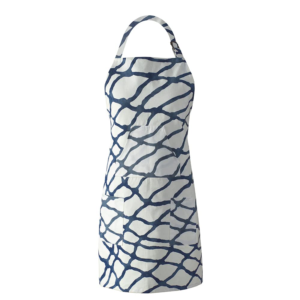 HPD Half Price Drapes Aprons for Men Women with Large Pockets Adjustable Unisex PRTW-D50C-AP Ellis Printed Cotton, 27 X 34 Inch, Ellis Blue