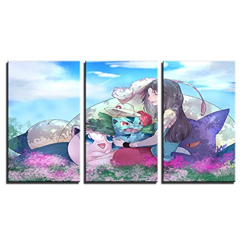 Peinture animation fille en 3 pièces pour un salon moderne au style unique