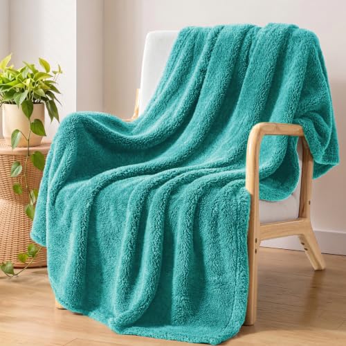 Exclusivo Mezcla Soft Plush Fleece Throw Blanket for Couch Teal