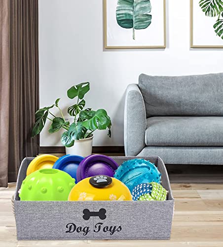 Image of Morezi Large Dog Toy bin Puppy Shallow Toy Baskets - Perfect for Collapsible Bin for Living Room, Playroom, Closet, Home Organization - Snow Gray - Rectangle - Dog