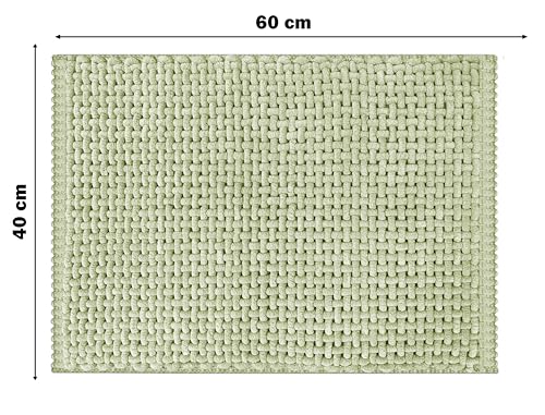 Image of SANMARINO Non Slip Chenille Bath Mat, Extra Soft Bathroom Mat, Super Absorbent Fluffy Bath Mats for Bathroom, Machine-Washable Quick Dry Bath Rug Foot Mat, 16 inchx24 inch, Green