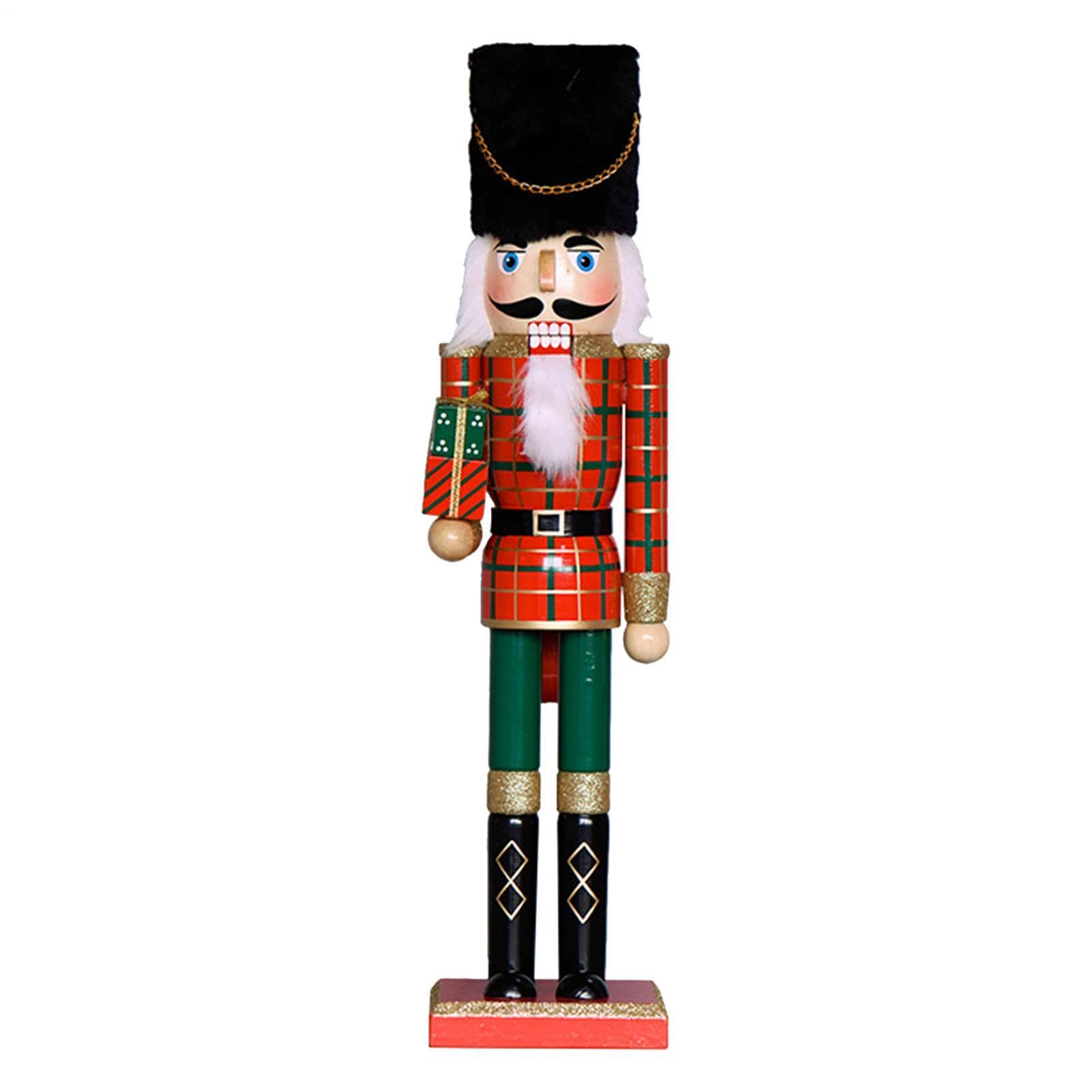 Nussknacker-Figur, Soldat aus Holz, Festliche Dekoration, handbemalt | Stabiler Standfuß, ideal für Weihnachtsdekoration, Regale, 12 x 11 x 50 cm
