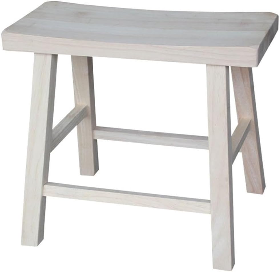 International Concepts Saddle Seat Stool, 18-Inch Seat Height, Solid Parawood, Unfinished
