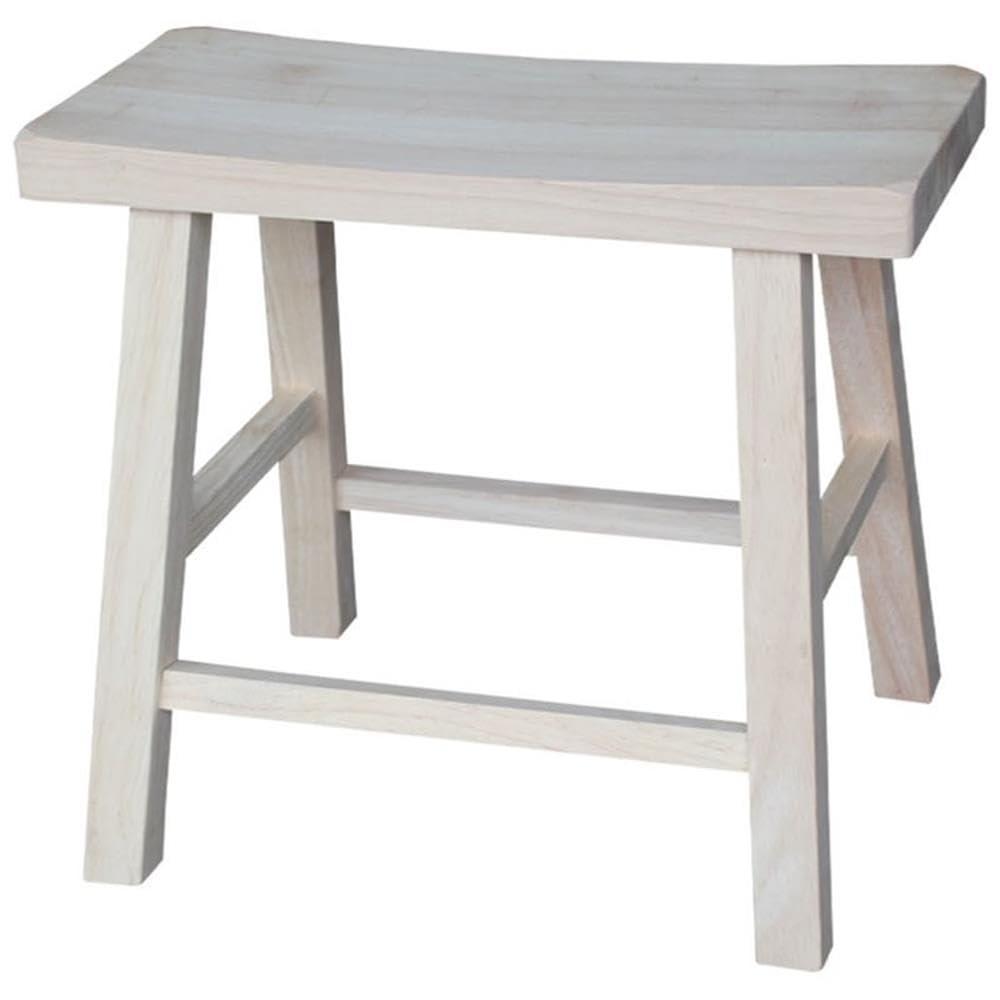 International Concepts Saddle Seat Stool, 18-Inch Seat Height, Solid Parawood, Unfinished