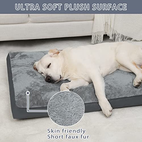 Dog-Crate-Bed-Waterproof-Deluxe-Plush-Dog-Beds-with-Removable-Washable-Cover-Anti-Slip-Bottom-Pet-Sleeping-Mattress-for-Large-Medium-Jumbo-Small-Dogs-41-x-27-inch-Gray
