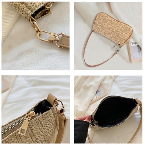Straw Purse Woven Small Raffia Shoulder Bag for Women Summer Straw Clutch Purse Boho Handbag4