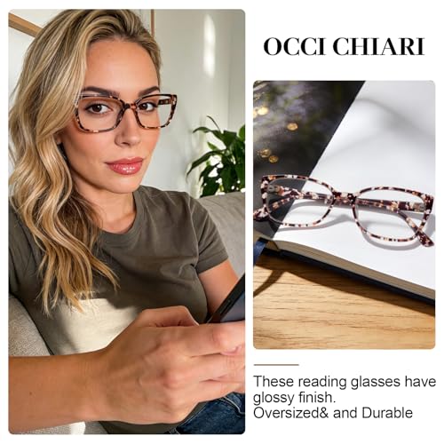 Image of OCCI CHIARI Reading Glasses Women's Reader Clear Frame (0 1.0 1.5 2.0 2.5 3.0 3.5), A-brown, L