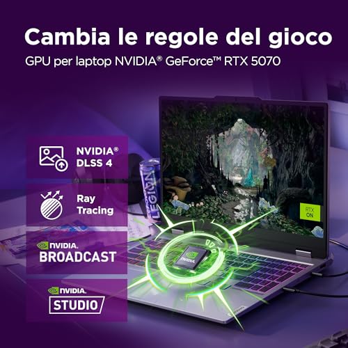 LOQ 15" Notebook Gaming, NVIDIA GeForce RTX 5070 8GB GDDR7, Intel Core i7-13650HX, RAM 32GB, 1TB SSD, Schermo 15.6" FHD (1920x1080) 144Hz, Windows 11 Home, Tastiera Retroilluminata - Luna Grey - Notebook - Immagine 2