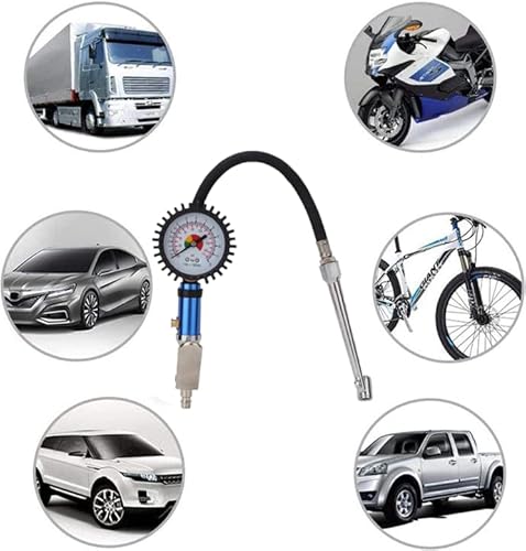 Reifenfüller mit Manometer – Präziser Reifendruckmesser für PKWs und Fahrräder, Messbereich von 0 bis 12 Bar – Ideal zur Überprüfung und Befüllung von Reifen