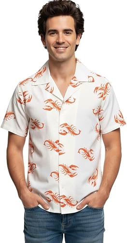 Kramer Lobster Shirt - Costume & Everyday Wear - White Hawaiian Button-Up for Ad