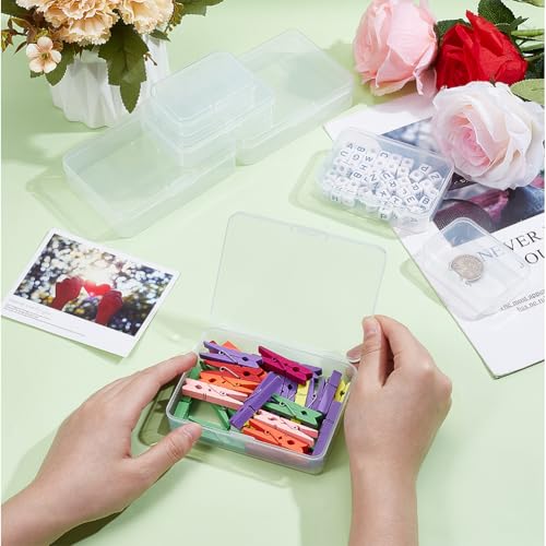 Image of BENECREAT 27 Pack Mixed Size Rectangle Mini Clear Plastic Bead Storage Containers Box Case with lid for Items,Pills,Herbs,Tiny Bead,Jewerlry Findings, and Other Small Items