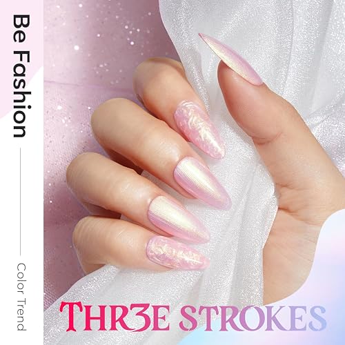 Image of THR3E STROKES Gel Nail Polish Set - 6 Colors Gel Polish Glitter Gel Polish Sparkle Nail Polish Gel Manicure DIY Salon Nail Art Gifts (PEARL P85, 7.5ML)
