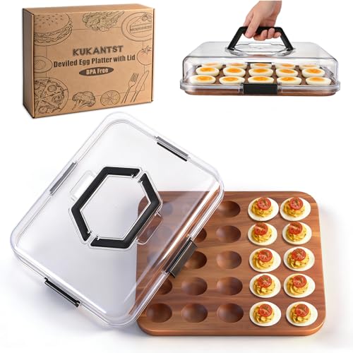 Deviled Egg Containers with Clear Locking Lid(25 Eggs), Deviled Egg