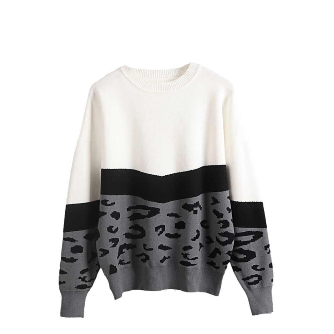 XL PRETTY GARDEN Womens Pullover Leopard Knit Sweater Autumn Winter Female Jumper Long Sleeve Sweaters