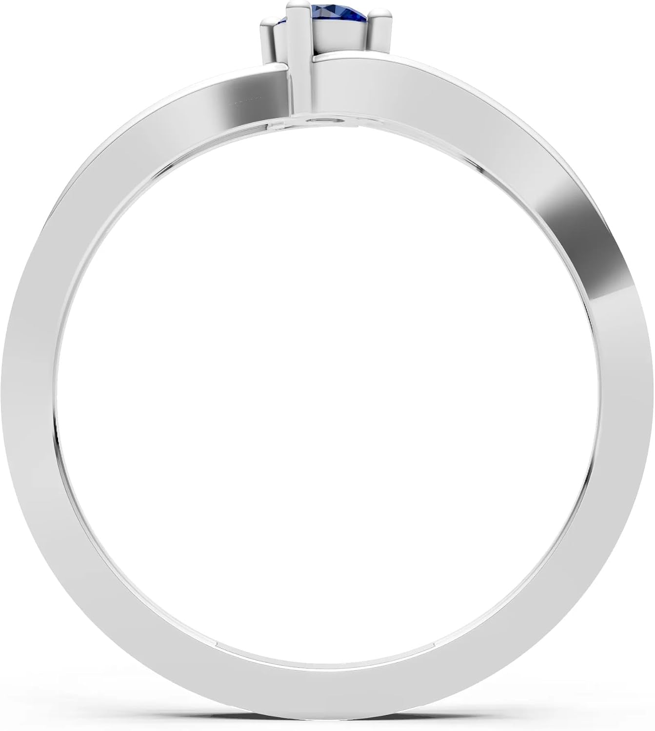 PEORA Round Cut Blue Sapphire Stackable Band Available in Solid 10K, 14K or 18K Ring – White, Yellow or Rose Gold
