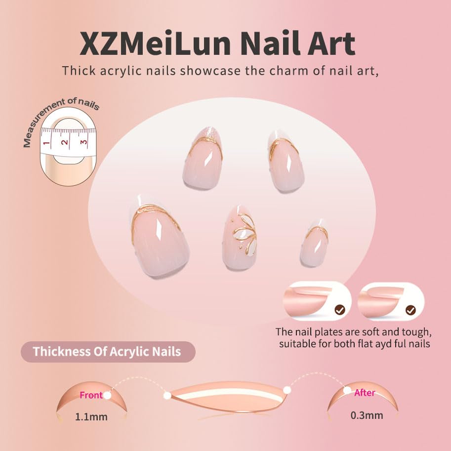 Pink French Tips Press On Nails - Designer Reusable Acrylic