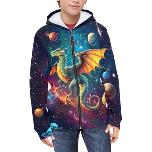 WELLFLYHOM Boys Zip Hoodie 6-16 Graphic Sweatshirt Long Sleeve Sweater Kangaroo Pocket Sweatshirt Tops
