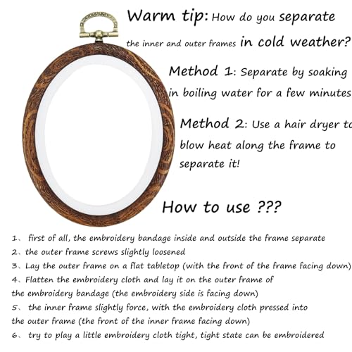 Image of Semetall 4pcs Oval Embroidery Hoops 2.95 inchx3.74 inch Inch | Imitation Wood Embroidery Display Frame Mini Cross Stitch Hoop for Fabric Embroidery and Christmas Decoration