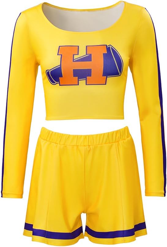 Willyacos The Vampire Slayer Cosplay Costume Yellow Cheerleader Costumes Cheerleading Uniforms Crop Top Pants Outfit