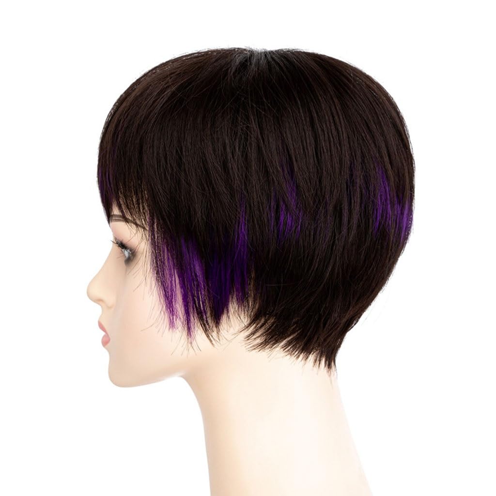 Perruque femme cheveux courts raides en fibre synthétique de mode noire