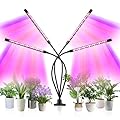 shalaker Grow Lights for Indoor Plants,80 LED Lamps with Full Spectrum & Red Blue Spectrum, 10 Dimmable Level, 3/9/12H Timer,3 Switch Modes, Adjustable Gooseneck,4 Heads Clip-On