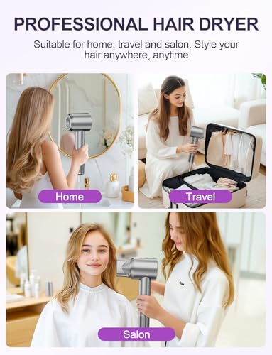 Dmtivmg Hair Dryer 160,000RPM, 500 Million Ionic Hairdryer, 12 Modes (4 Heat & 3 Speed), Hair Dryer With Diffuser & Magnetic Nozzle, Quiet Lightweight Hairdryers For Women Man - 8